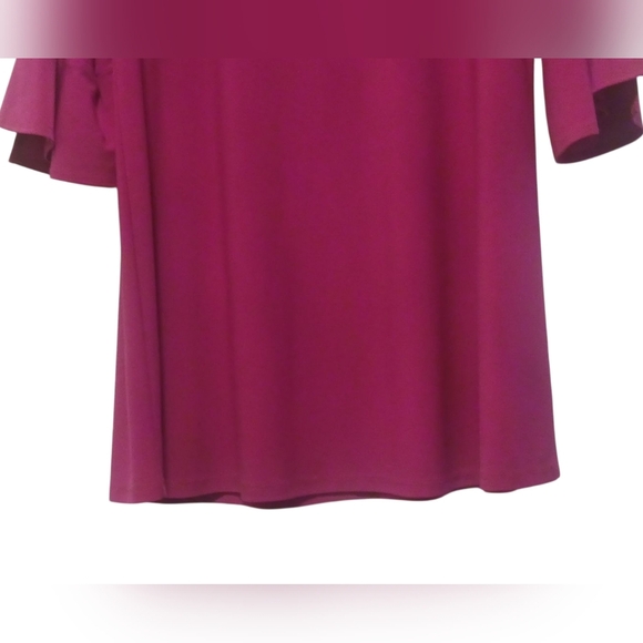 Clara Sun-Woo - NWT, XS Raspberry Colored Blouse W/ 3/4 Flutter Sleeves, V-Neck - Picture 9 of 11